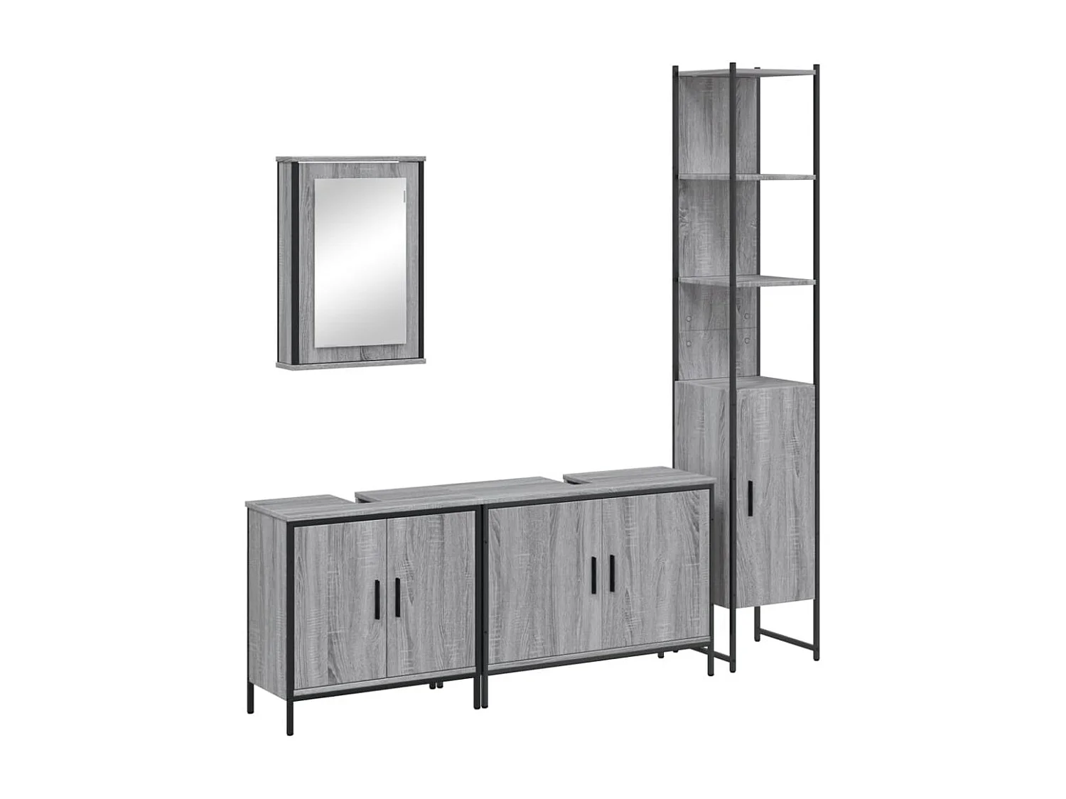 Ensemble de meubles de salle de bain 4 pcs Sonoma gris