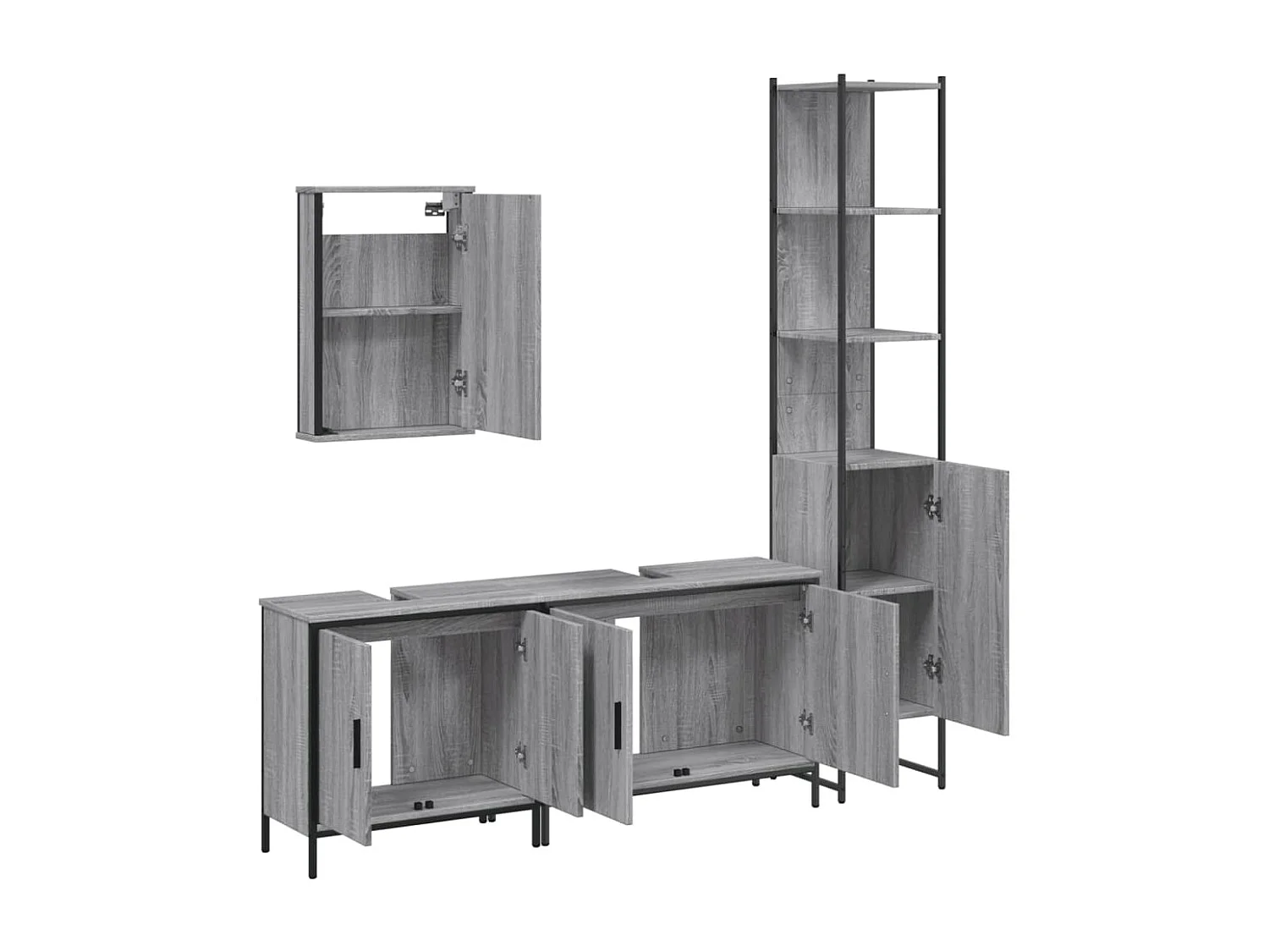 Ensemble de meubles de salle de bain 4 pcs Sonoma gris