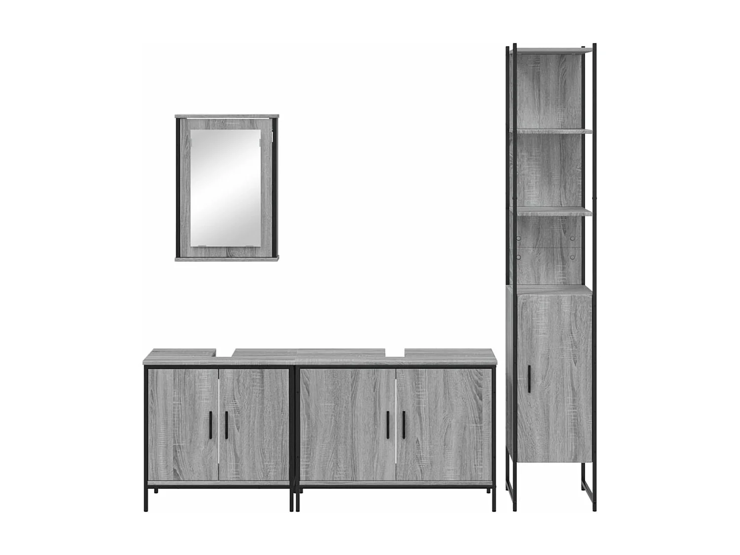 Ensemble de meubles de salle de bain 4 pcs Sonoma gris