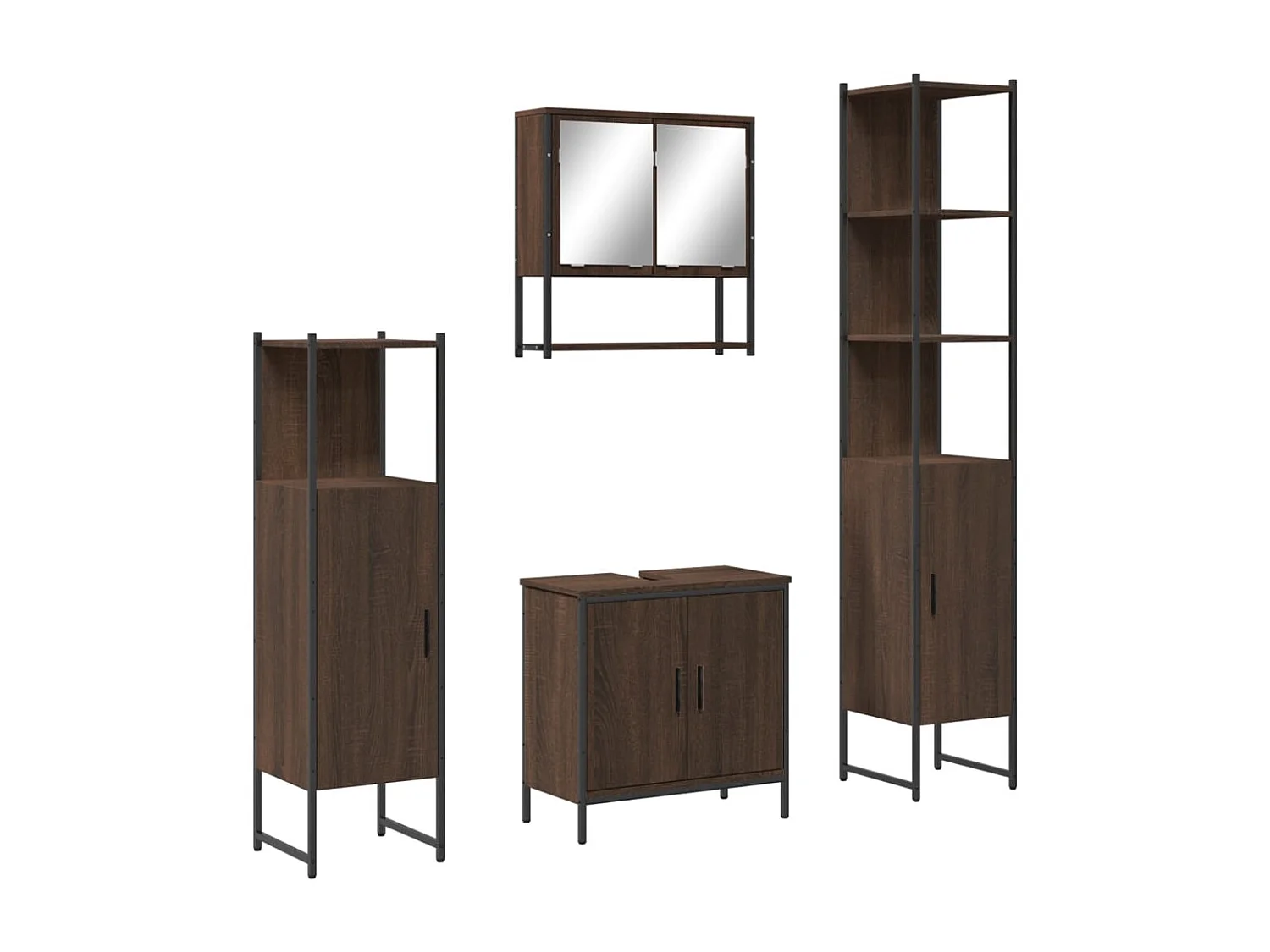 Ensemble de meubles de salle de bain 4 pcs Chêne marron