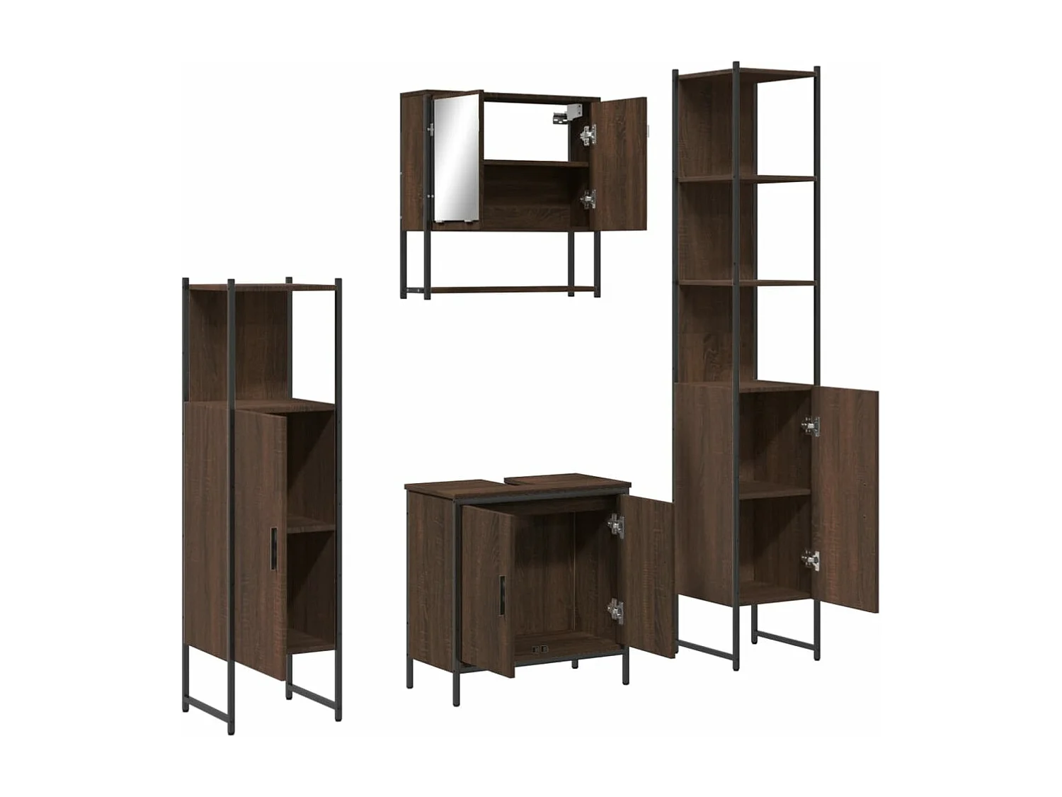 Ensemble de meubles de salle de bain 4 pcs Chêne marron