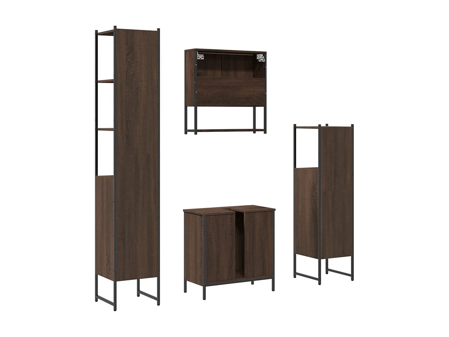 Ensemble de meubles de salle de bain 4 pcs Chêne marron