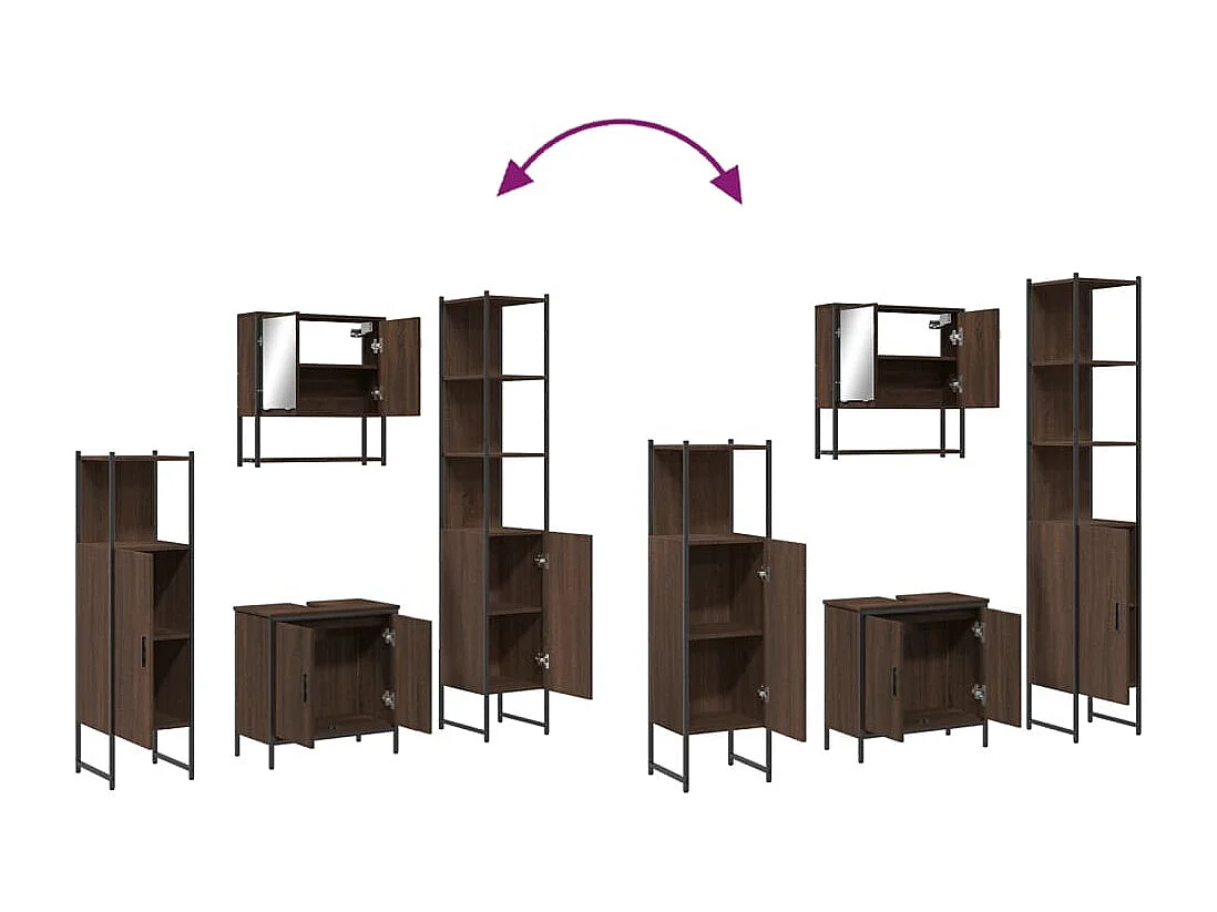 Ensemble de meubles de salle de bain 4 pcs Chêne marron