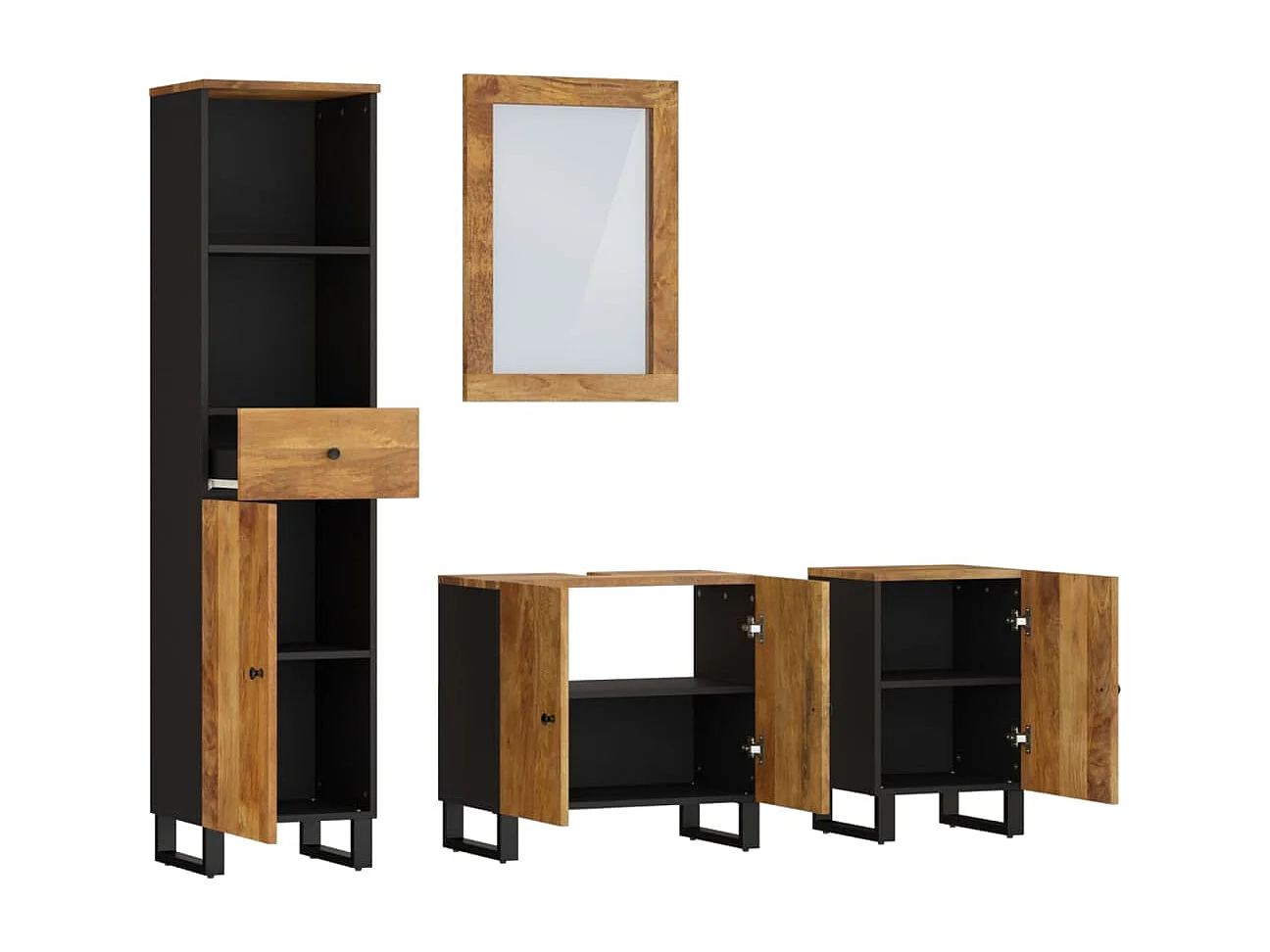 Ensemble de meubles de salle de bain 4 pcs bois manguier massif