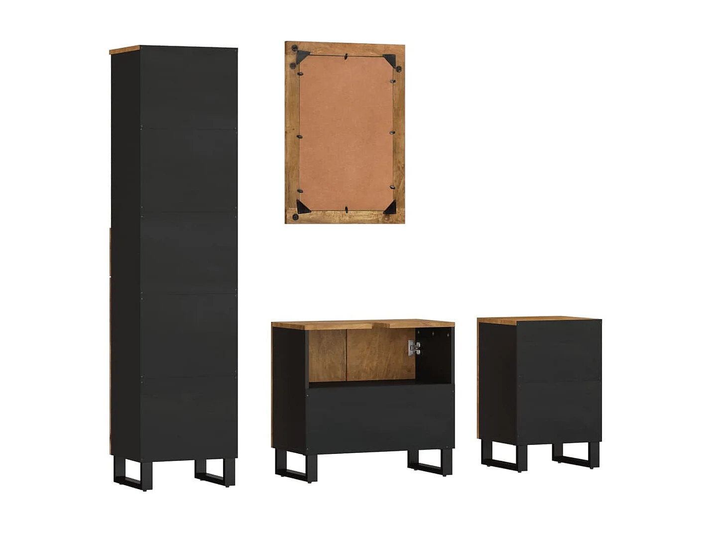 Ensemble de meubles de salle de bain 4 pcs bois manguier massif