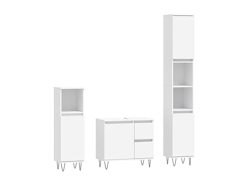 Ensemble de meubles salle de bain 3 pcs blanc bois d'ingénierie