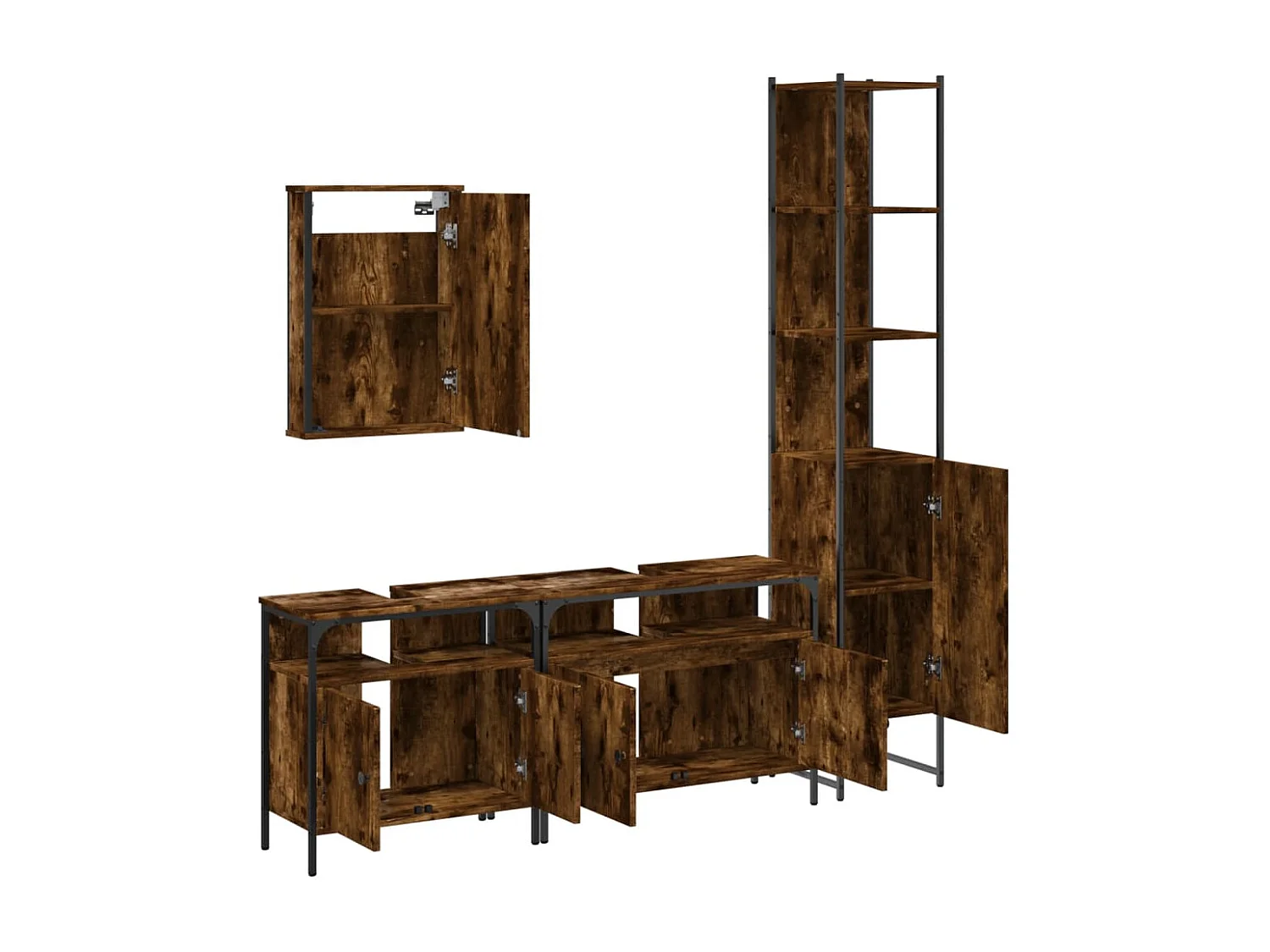 Ensemble de meubles de salle de bain 4 pcs Chêne fumé Bois