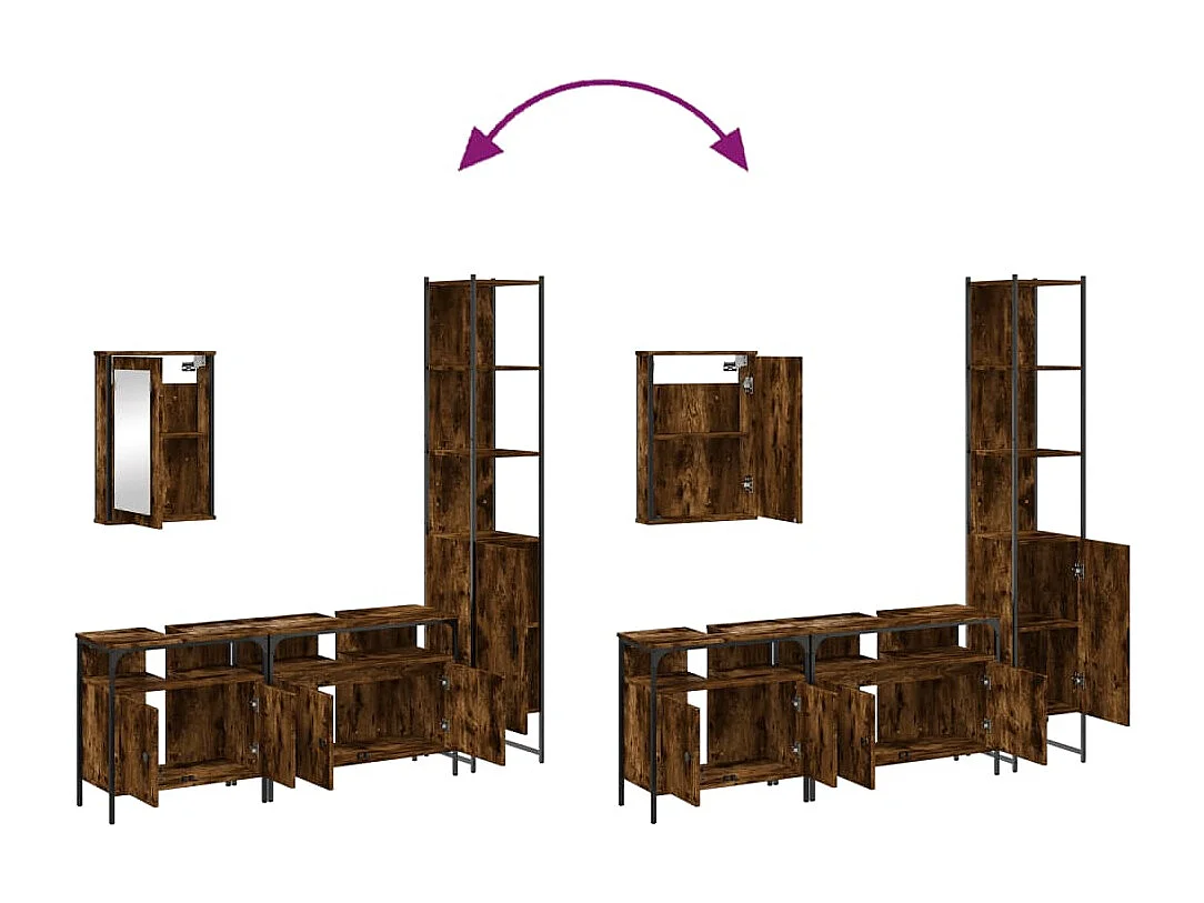 Ensemble de meubles de salle de bain 4 pcs Chêne fumé Bois