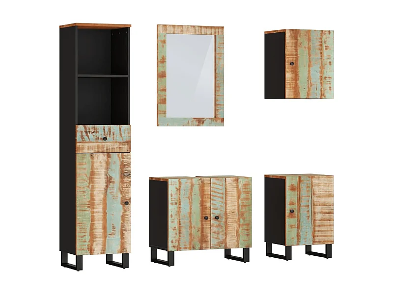 Ensemble de meubles de salle de bain 5 pcs bois massif récupéré