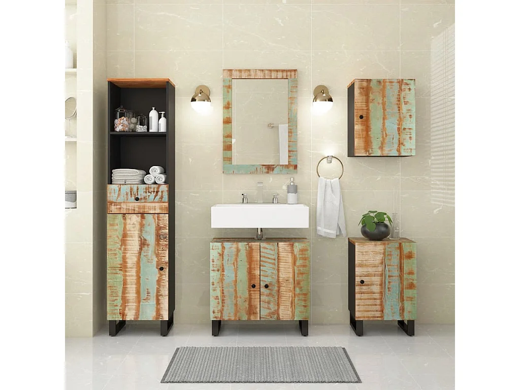 Ensemble de meubles de salle de bain 5 pcs bois massif récupéré