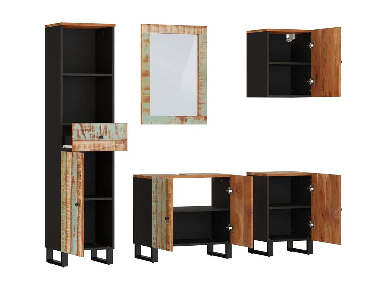 Ensemble de meubles de salle de bain 5 pcs bois massif récupéré