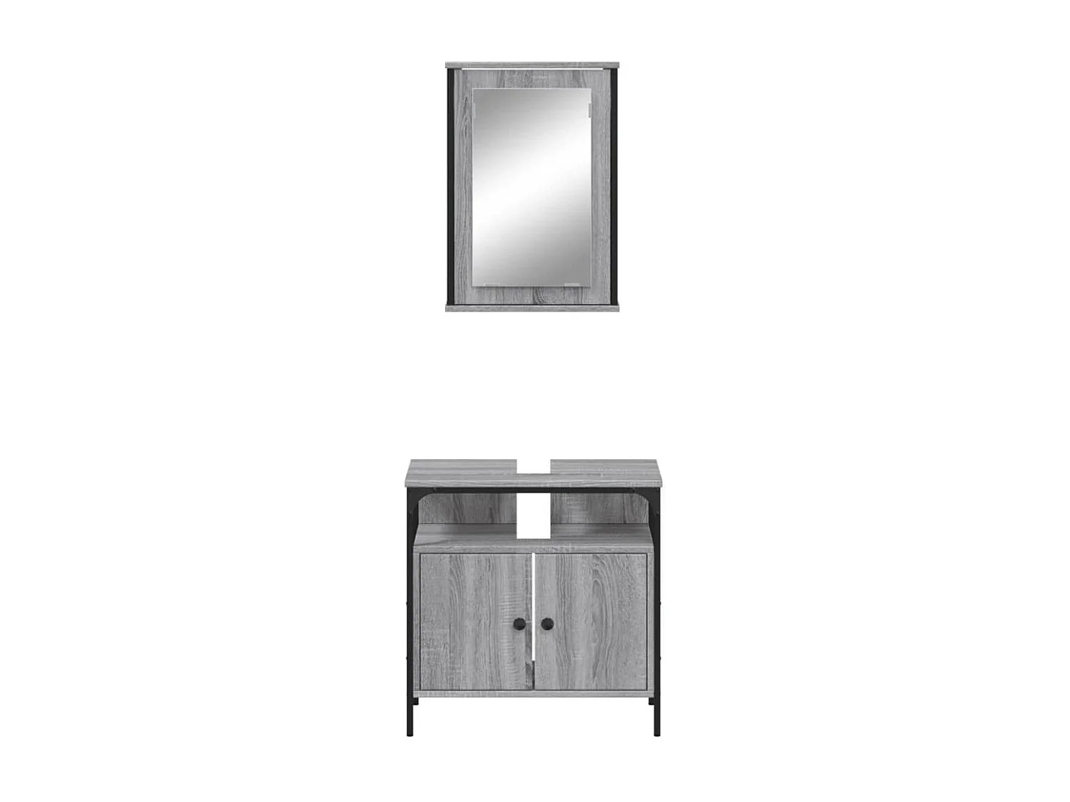 Ensemble de meubles de salle de bain 2 pcs Sonoma gris