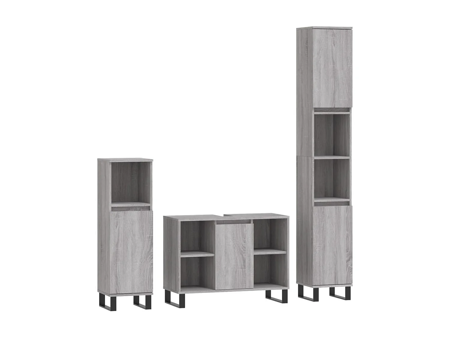 Ensemble de meubles de salle de bain 3 pcs Sonoma gris