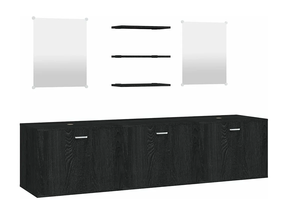 Ensemble de meubles salle de bain 6 pcs noir bois d'ingénierie