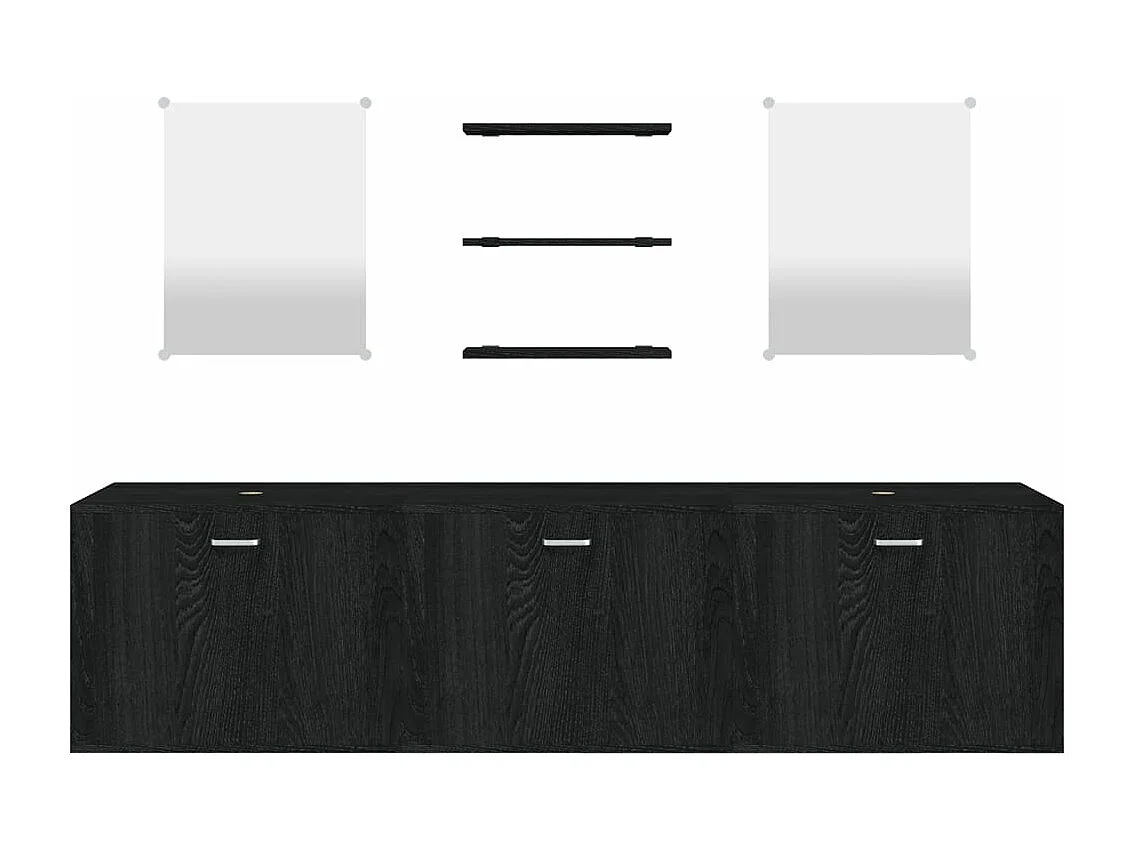Ensemble de meubles salle de bain 6 pcs noir bois d'ingénierie