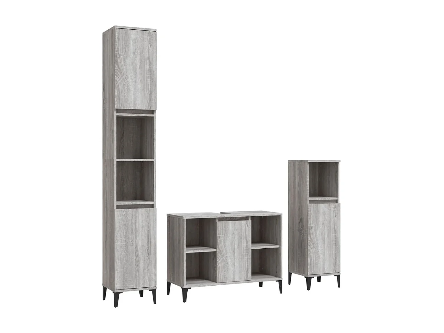Ensemble de meubles de salle de bain 3 pcs Sonoma gris