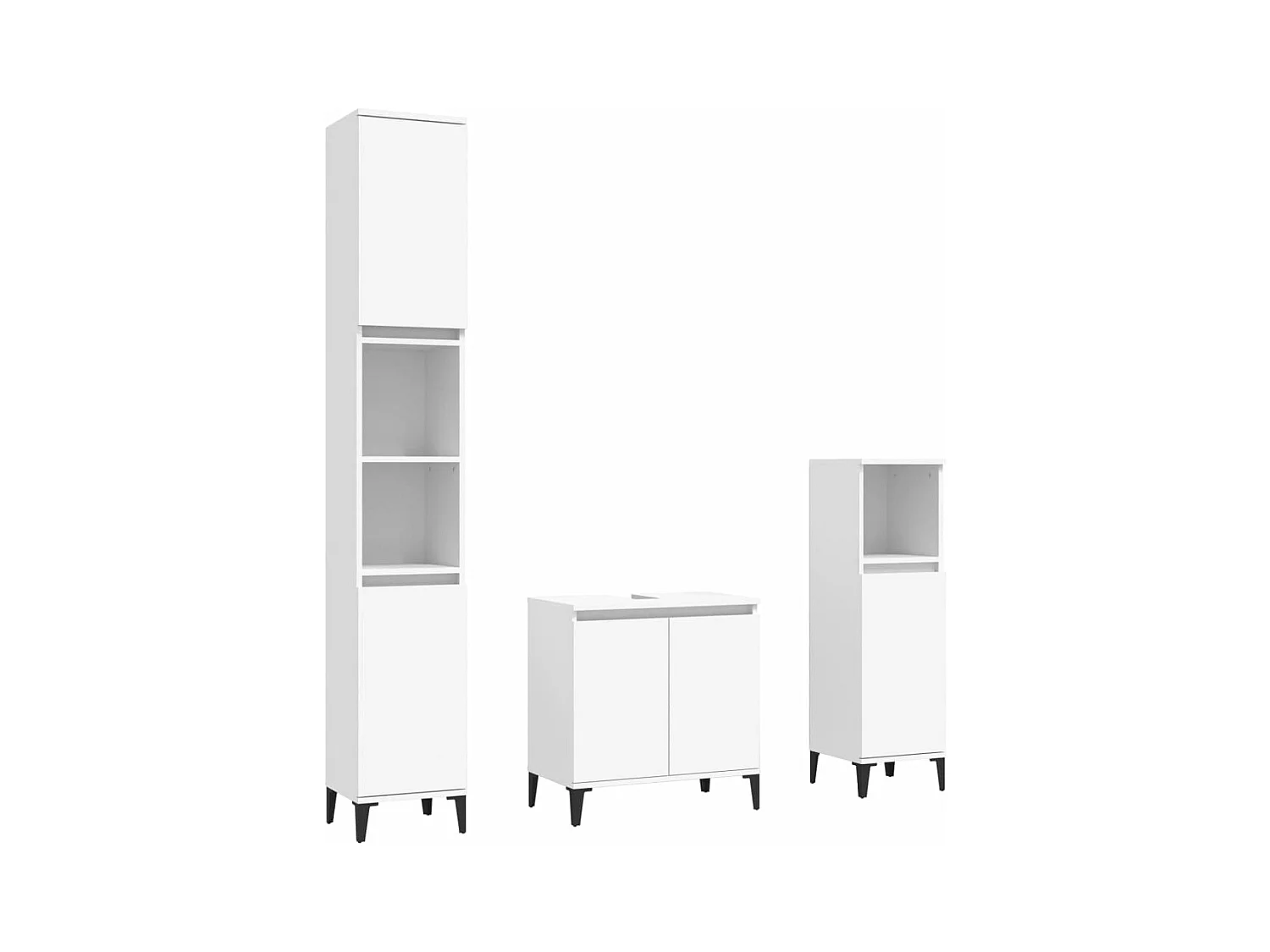 Ensemble de meubles salle de bain 3 pcs blanc bois d'ingénierie