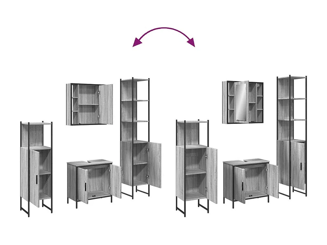 Ensemble d'armoires de salle de bain 4 pcs sonoma gris