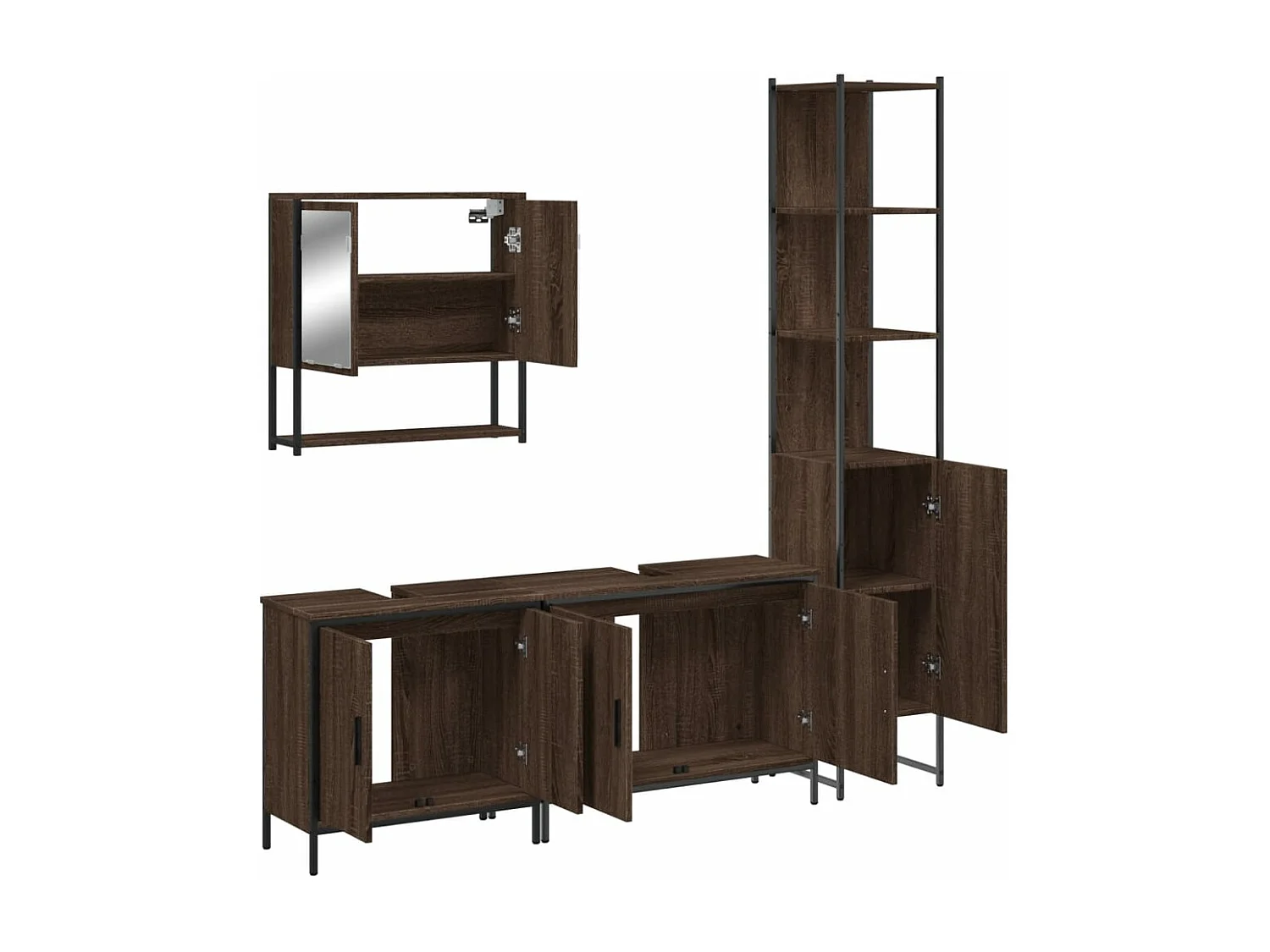 Ensemble de meubles de salle de bain 4 pcs Chêne marron