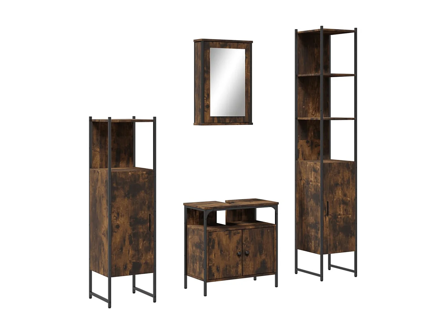 Ensemble de meubles de salle de bain 4 pcs Chêne fumé Bois