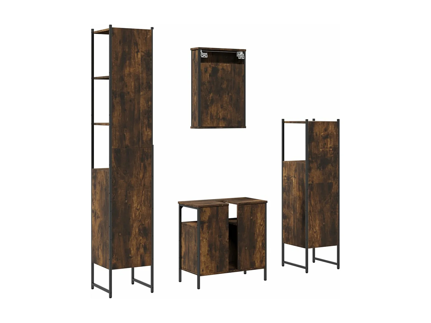 Ensemble de meubles de salle de bain 4 pcs Chêne fumé Bois