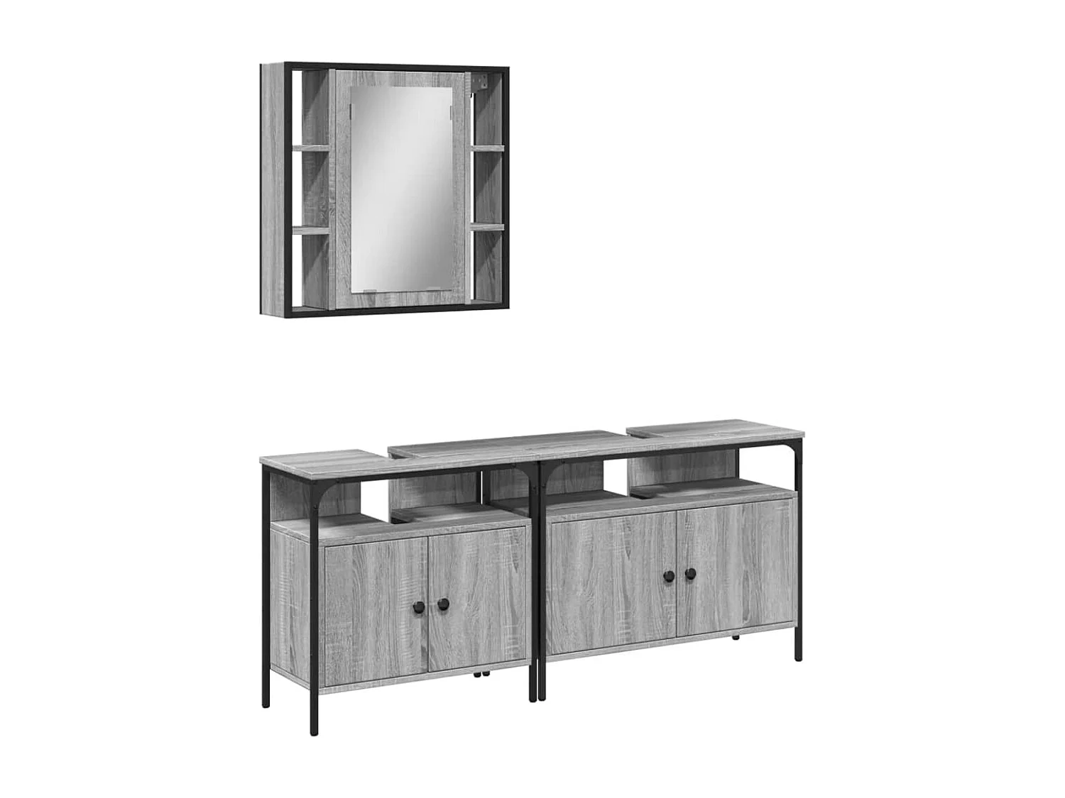 Ensemble d'armoires de salle de bain 3 pcs sonoma gris