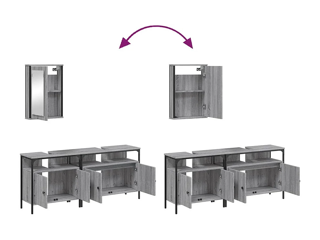 Ensemble de meubles de salle de bain 3 pcs Sonoma gris