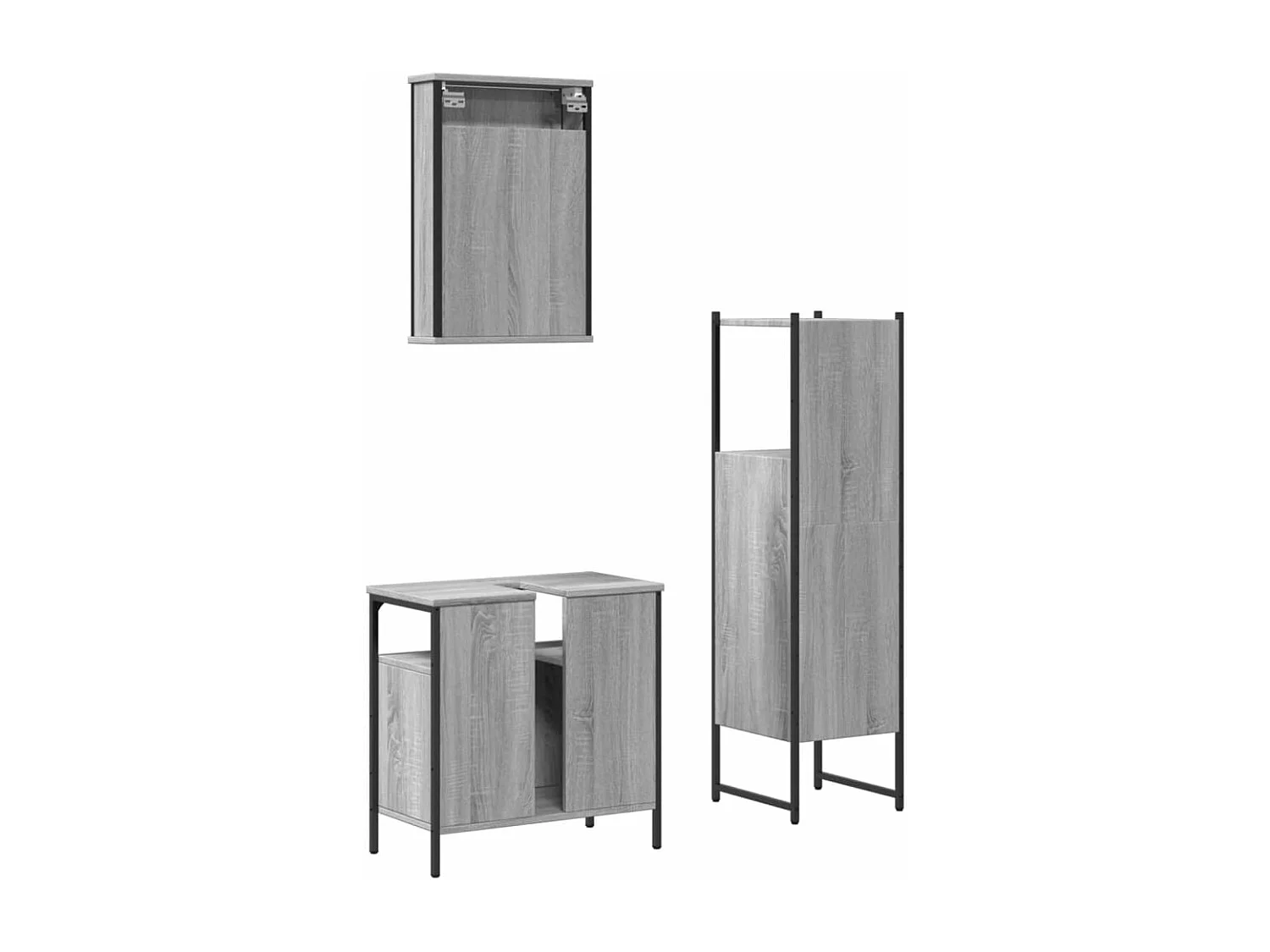 Ensemble de meubles de salle de bain 3 pcs Sonoma gris