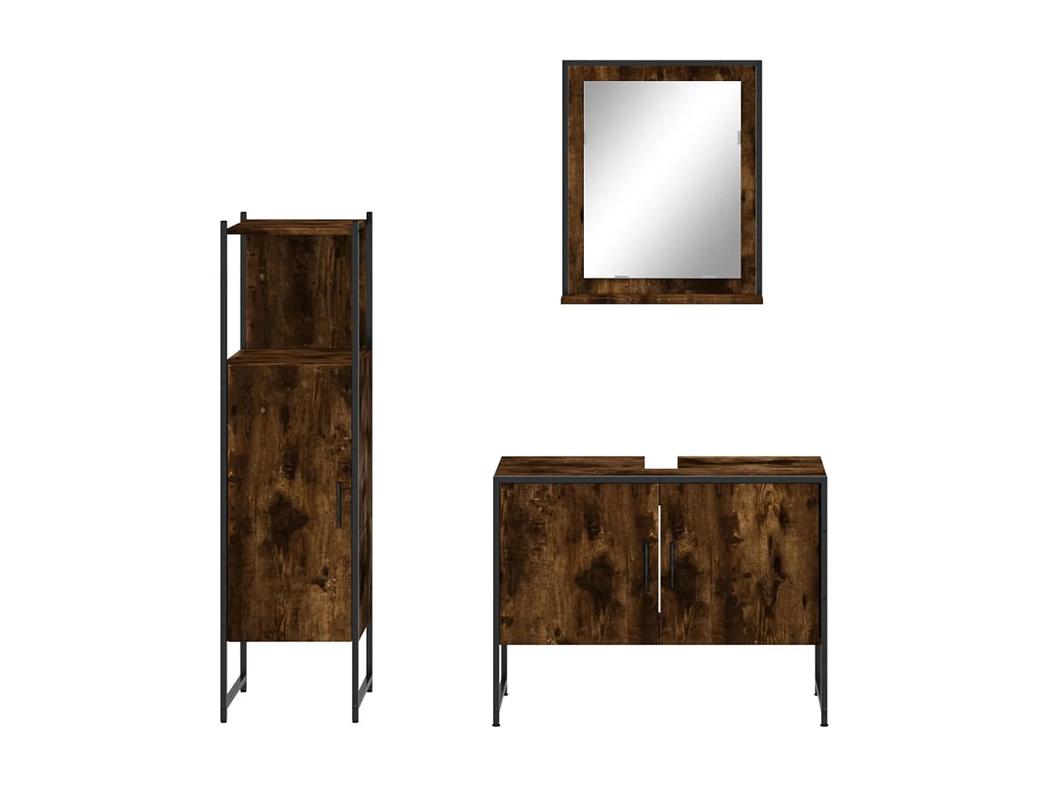 Ensemble d'armoires de salle de bain 3 pcs chêne fumé