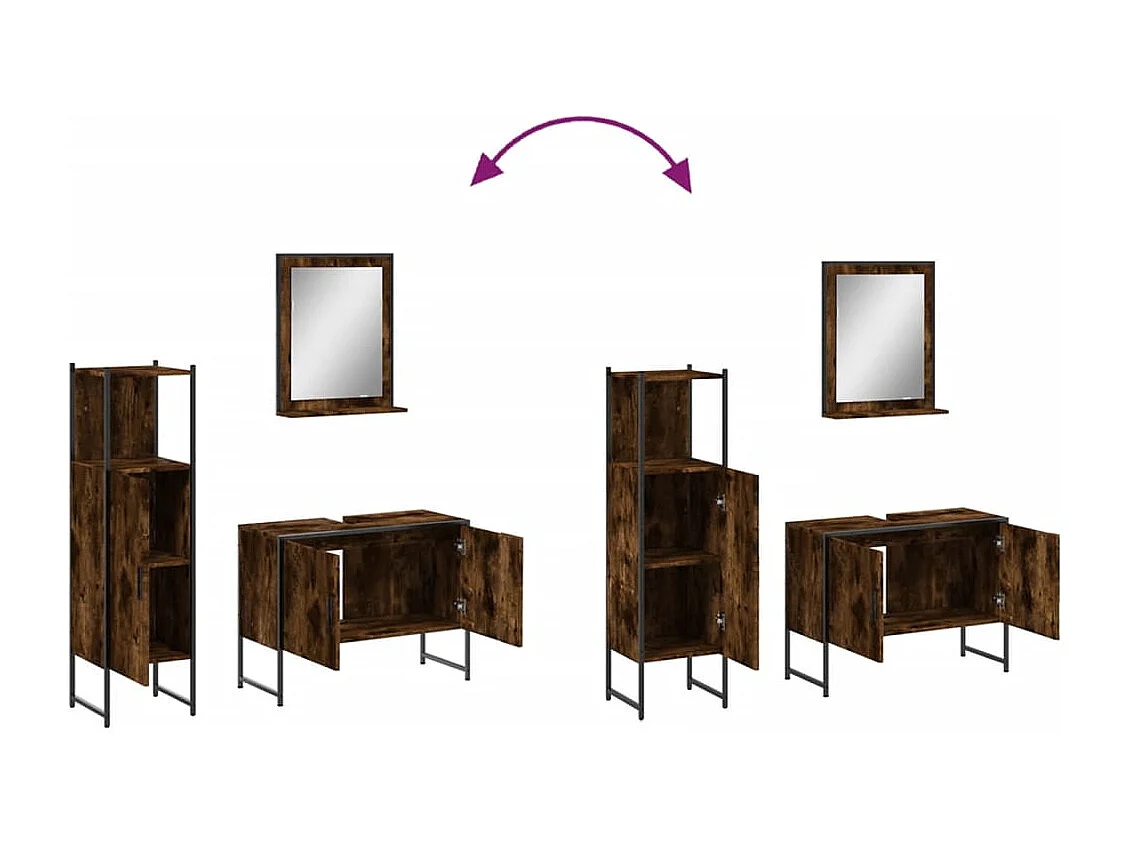 Ensemble d'armoires de salle de bain 3 pcs chêne fumé