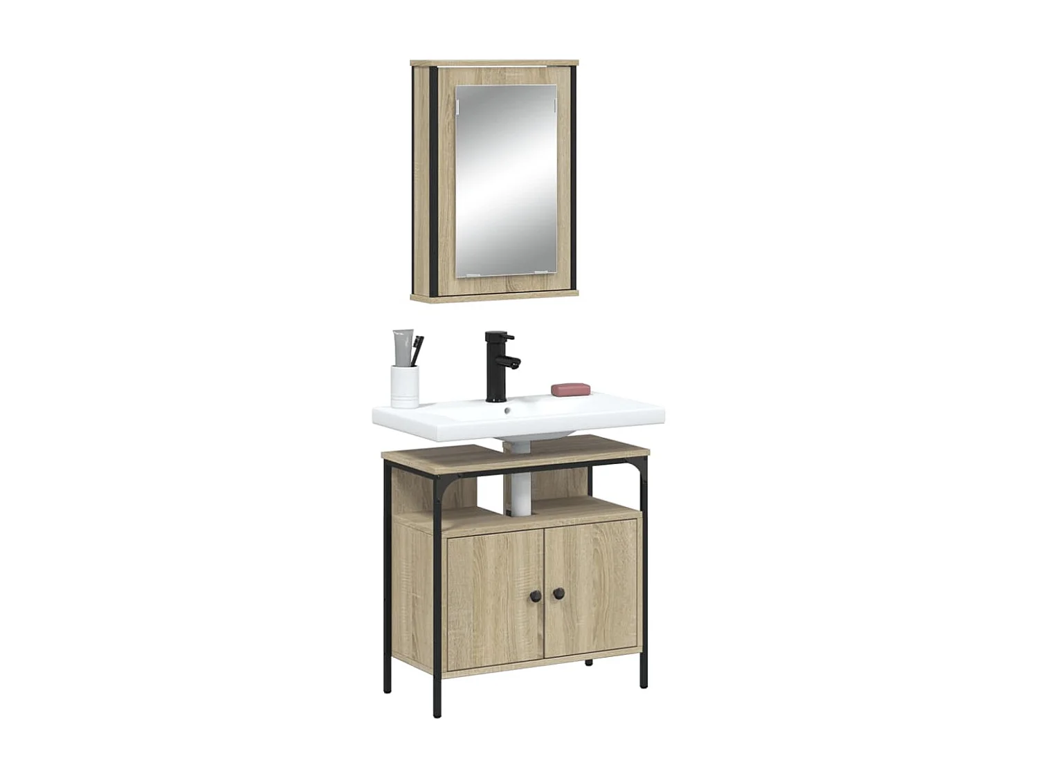 Ensemble de meubles de salle de bain 2 pcs chêne sonoma
