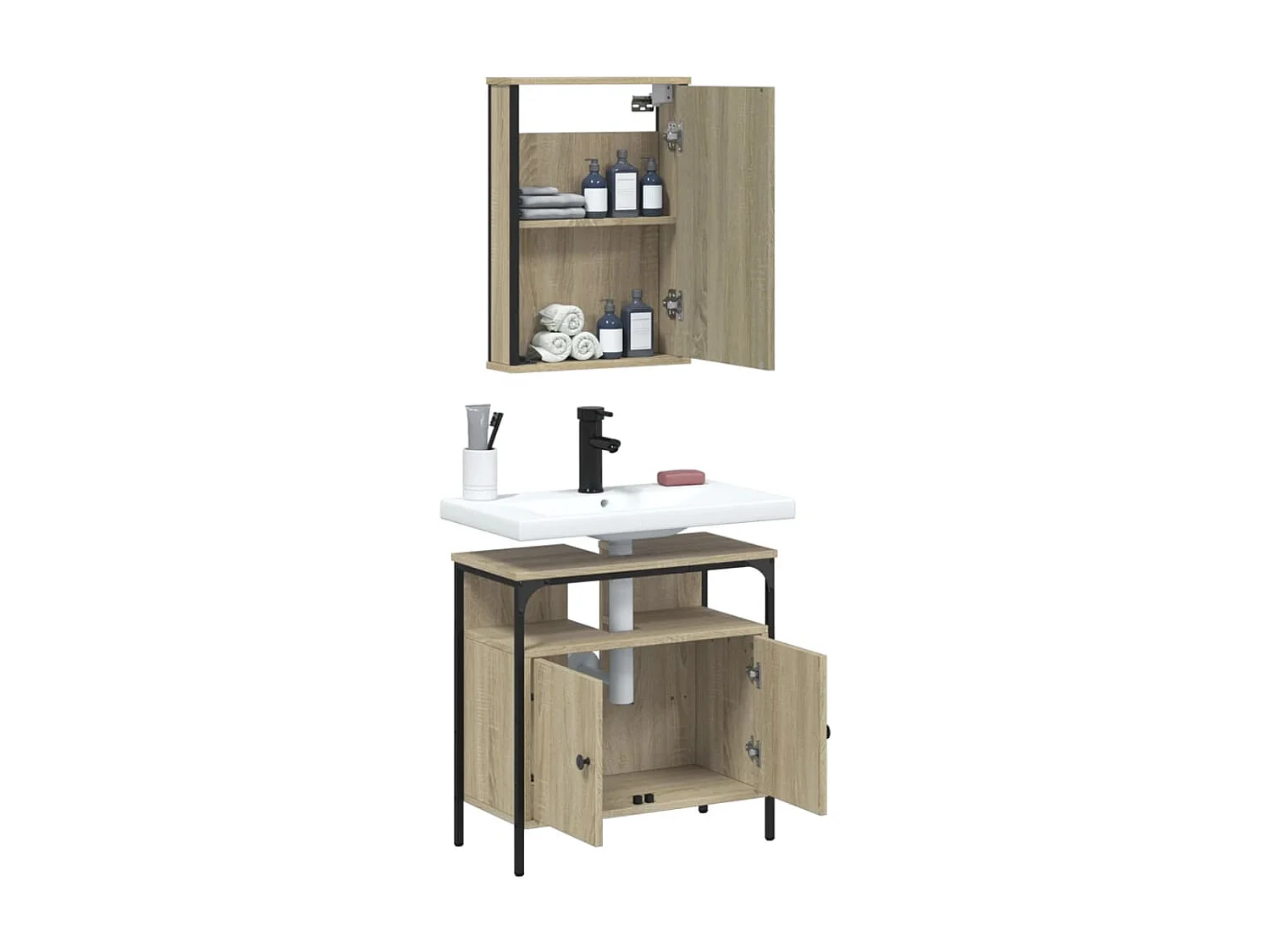 Ensemble de meubles de salle de bain 2 pcs chêne sonoma