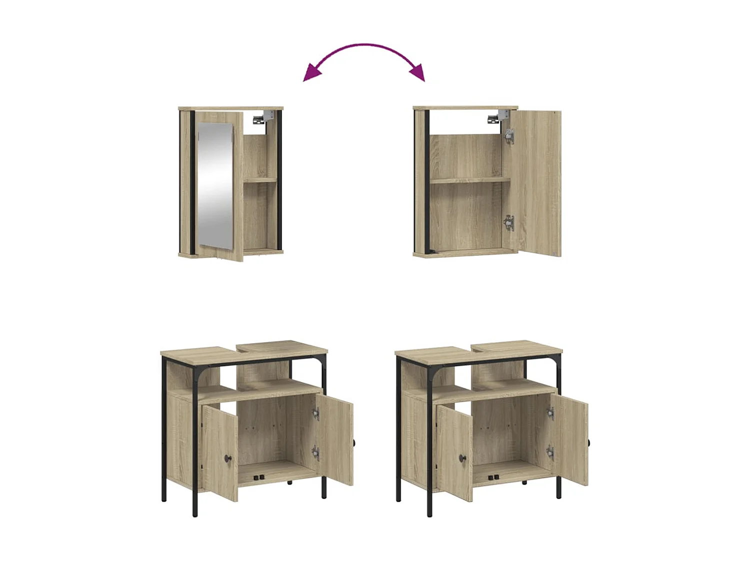 Ensemble de meubles de salle de bain 2 pcs chêne sonoma