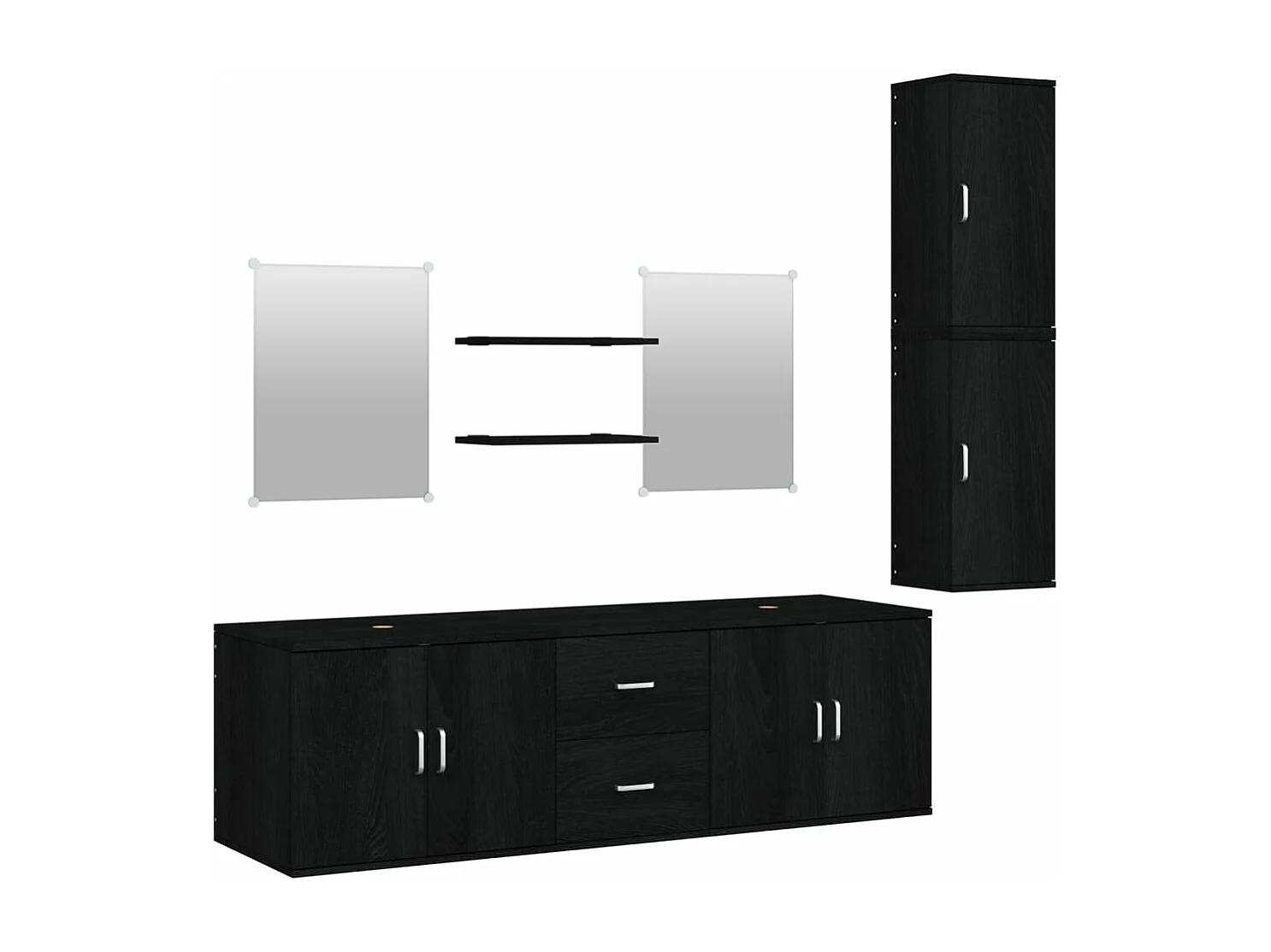 Ensemble de meubles salle de bain 7 pcs noir bois d'ingénierie