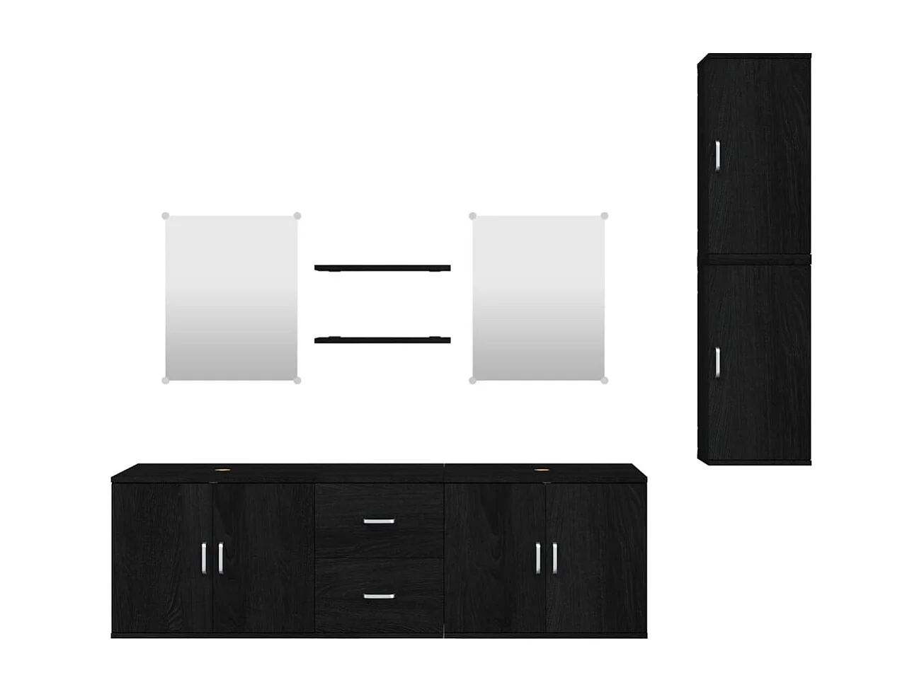 Ensemble de meubles salle de bain 7 pcs noir bois d'ingénierie