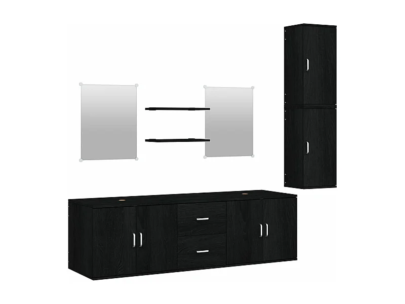 Ensemble de meubles salle de bain 7 pcs noir bois d'ingénierie