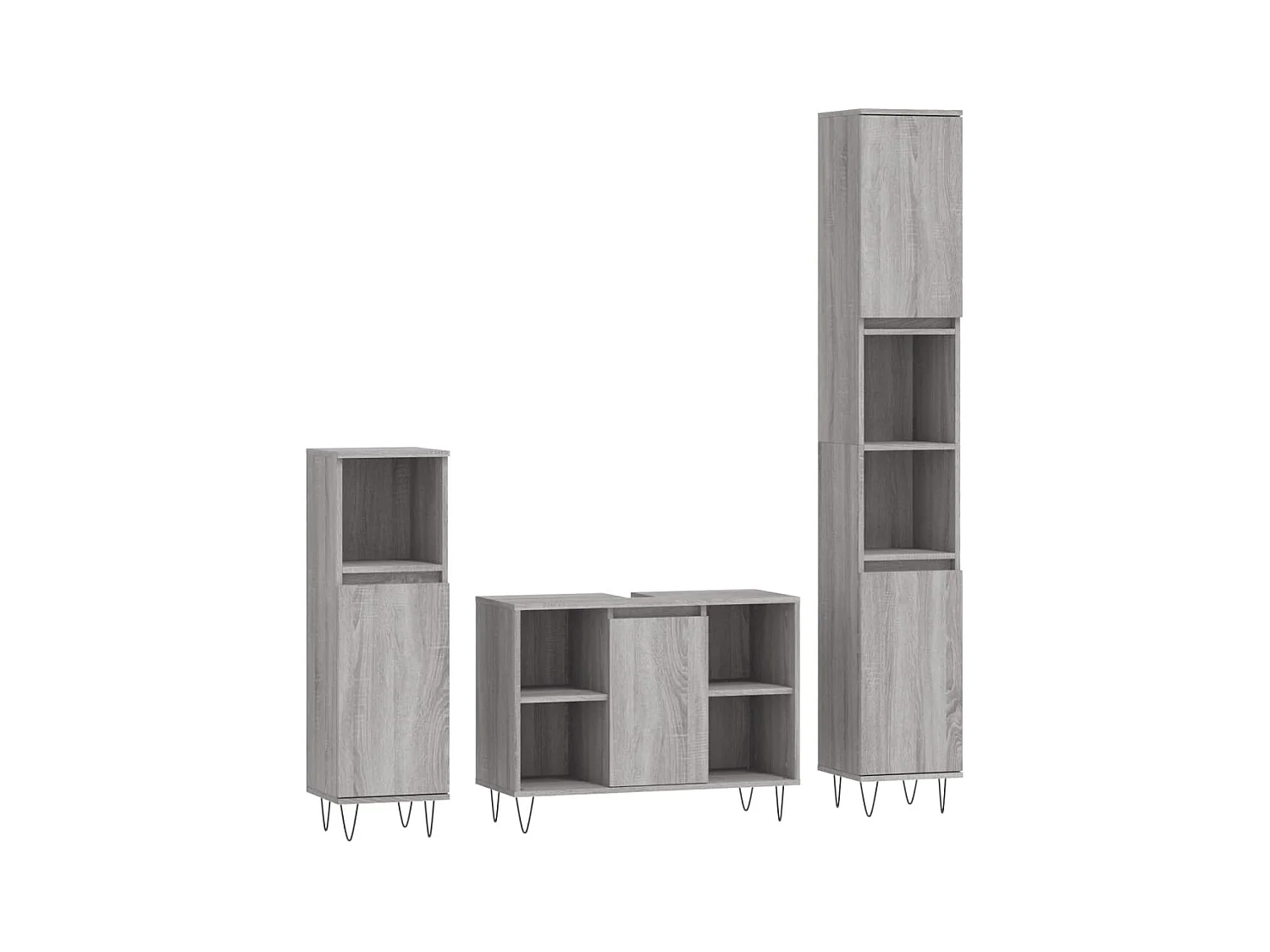Ensemble de meubles de salle de bain 3 pcs Sonoma gris