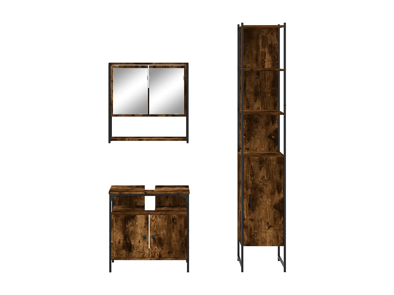 Ensemble de meubles de salle de bain 3 pcs Chêne fumé