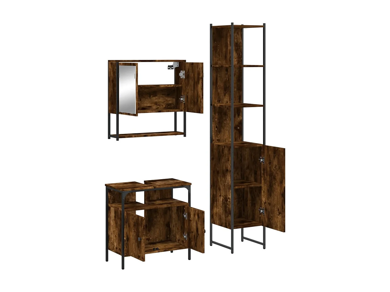 Ensemble de meubles de salle de bain 3 pcs Chêne fumé