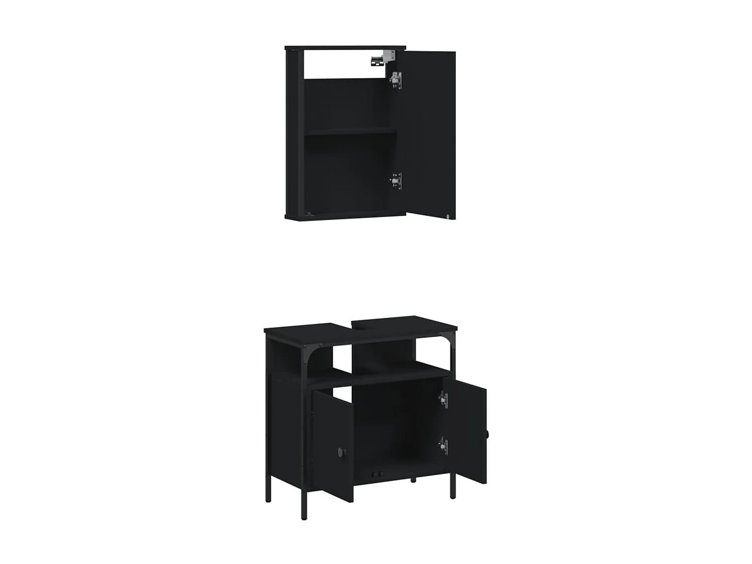 Ensemble de meubles salle de bain 2 pcs noir bois d'ingénierie