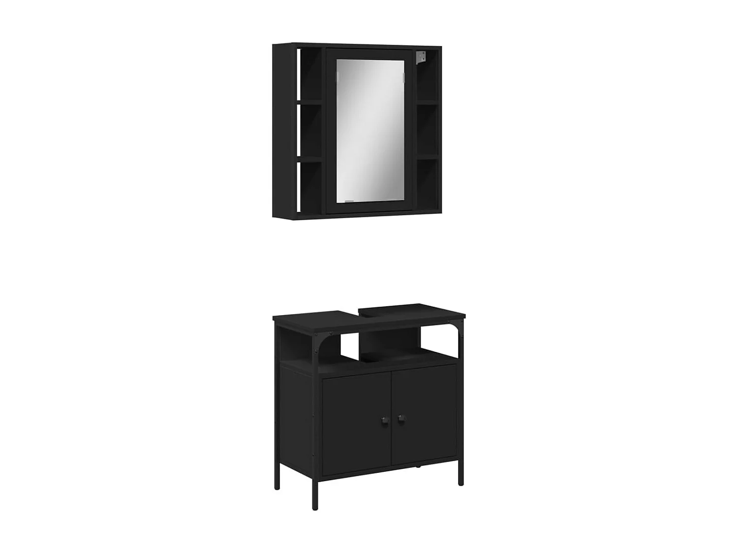 Ensemble de meubles salle de bain 2 pcs noir bois d'ingénierie