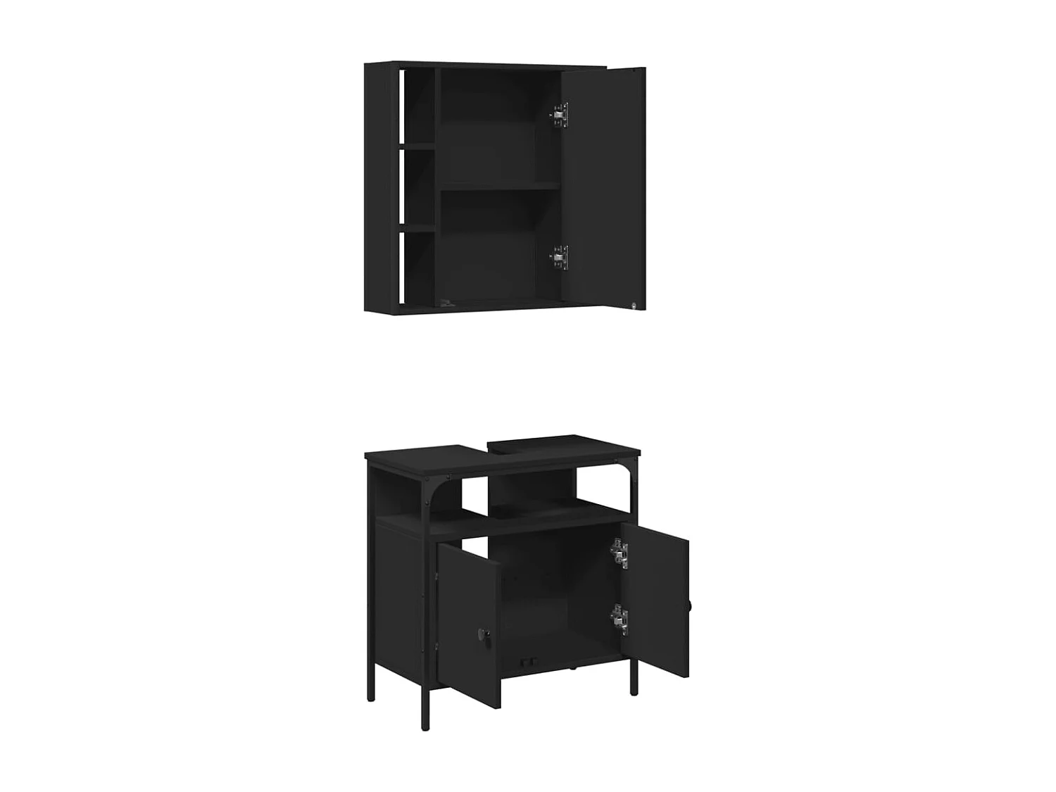 Ensemble de meubles salle de bain 2 pcs noir bois d'ingénierie