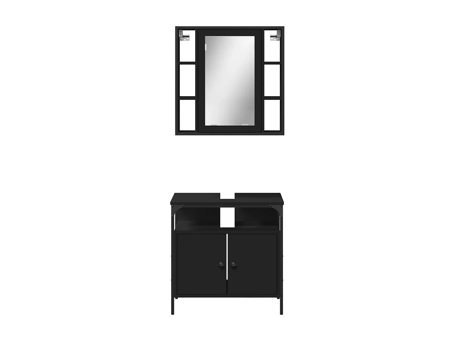 Ensemble de meubles salle de bain 2 pcs noir bois d'ingénierie