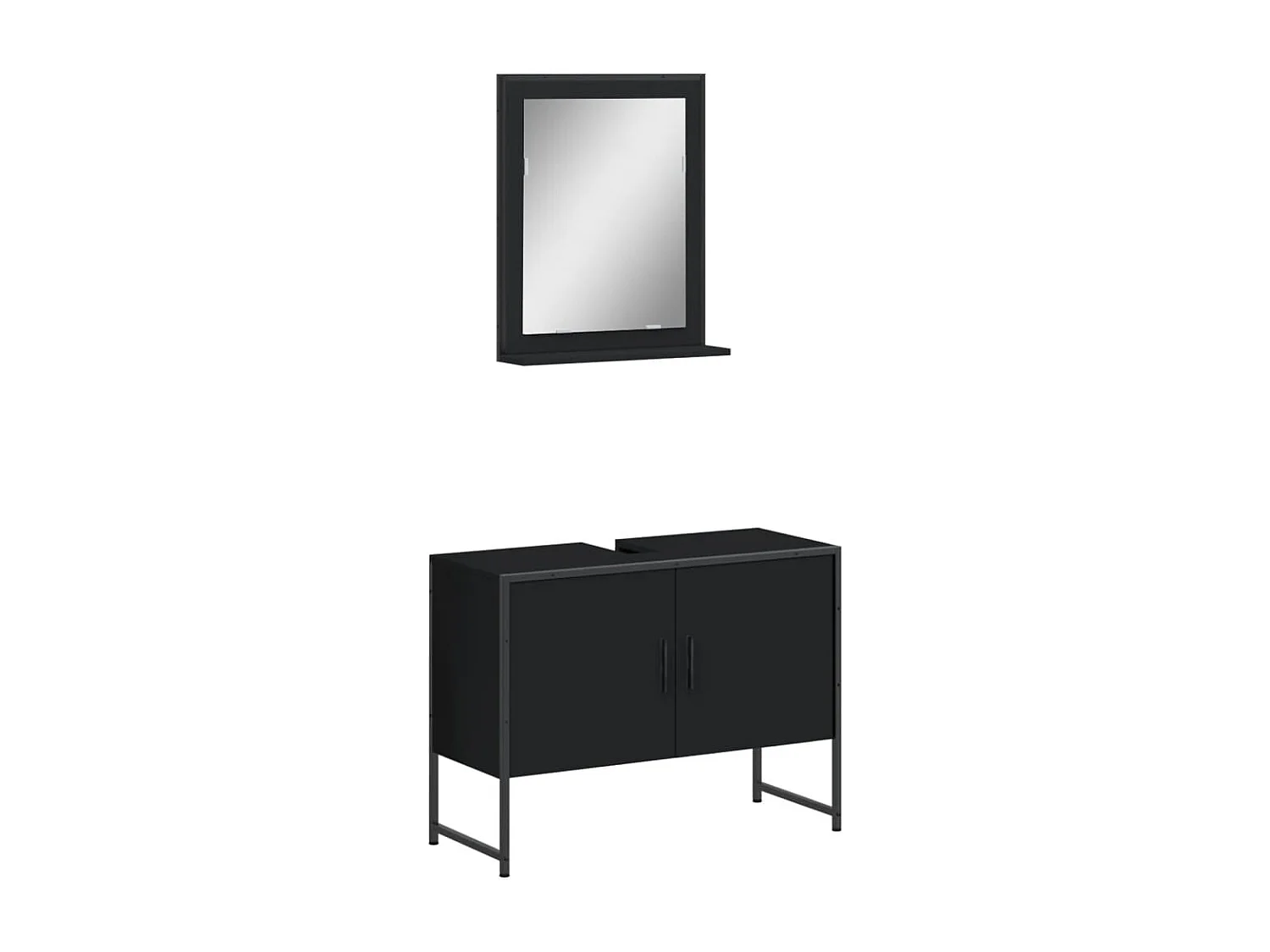 Ensemble d'armoires de salle de bain 2 pcs noir bois ingénierie