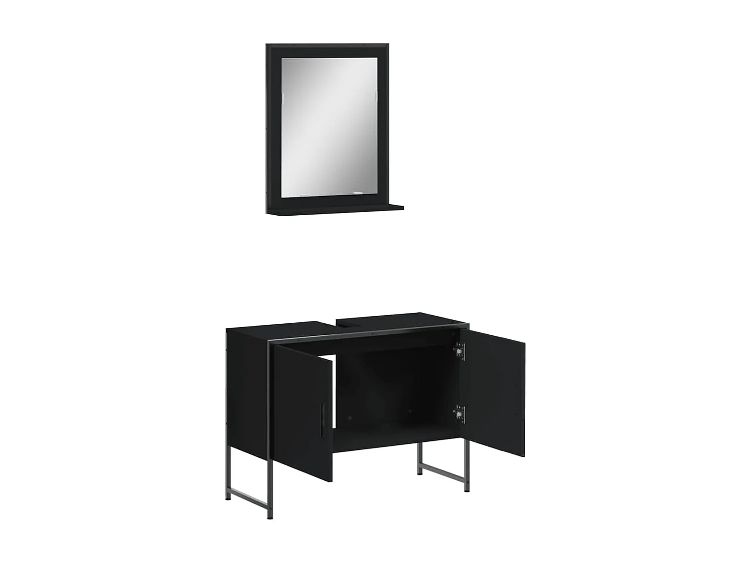 Ensemble d'armoires de salle de bain 2 pcs noir bois ingénierie