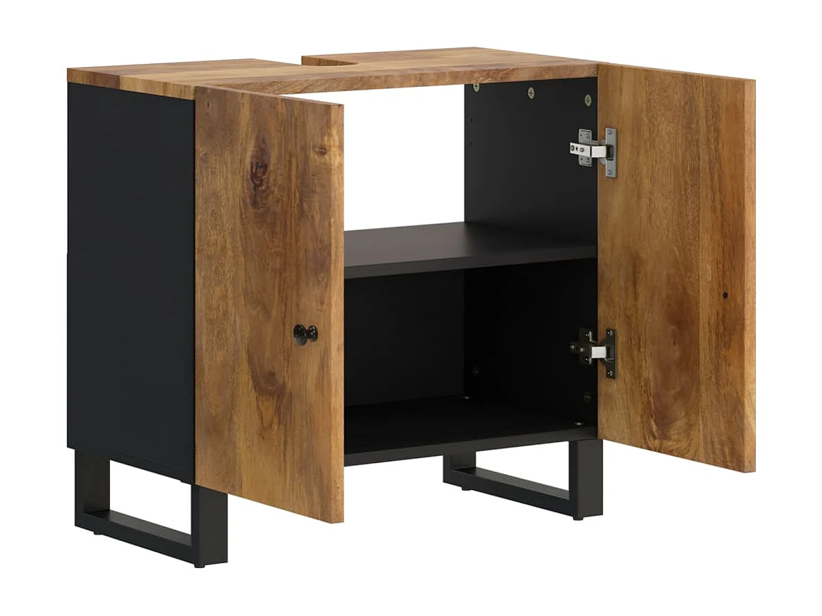 Wastafelkast 62x33x58 cm massief mangohout en bewerkt hout