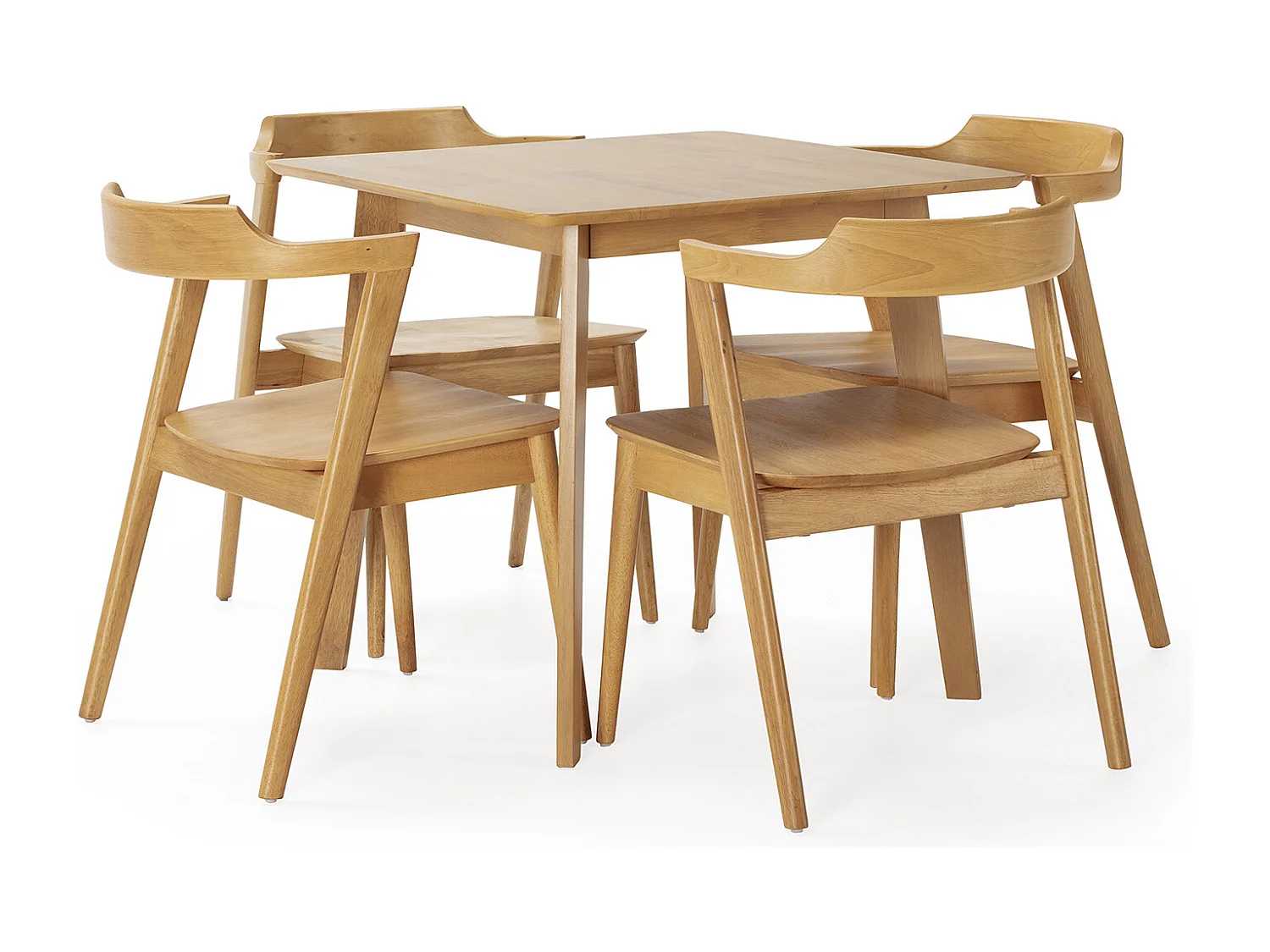 Ensemble table 80x80 cm et 4 chaises de salle à manger Venus Chêne