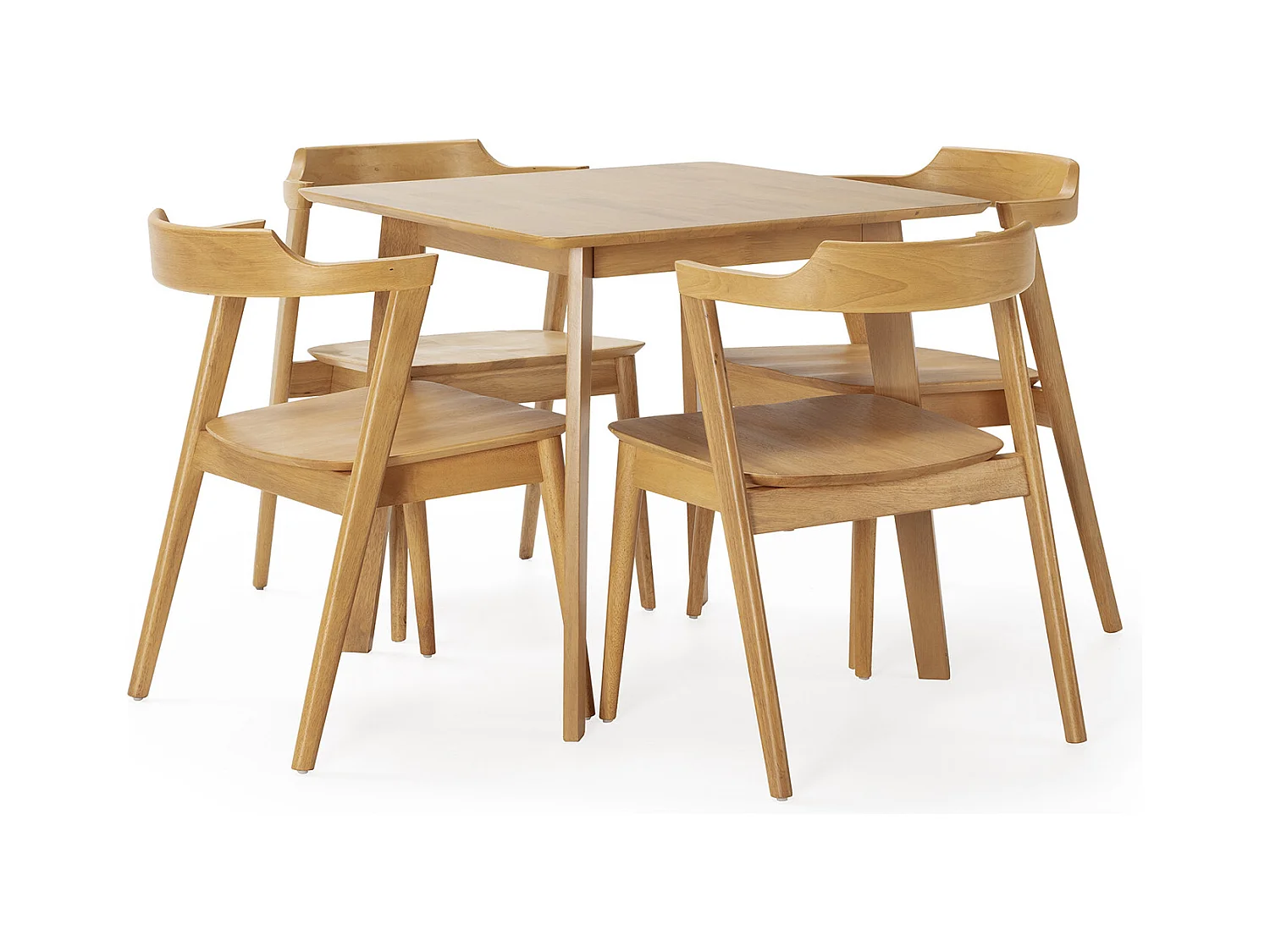 Ensemble table 80x80 cm et 4 chaises de salle à manger Venus Chêne