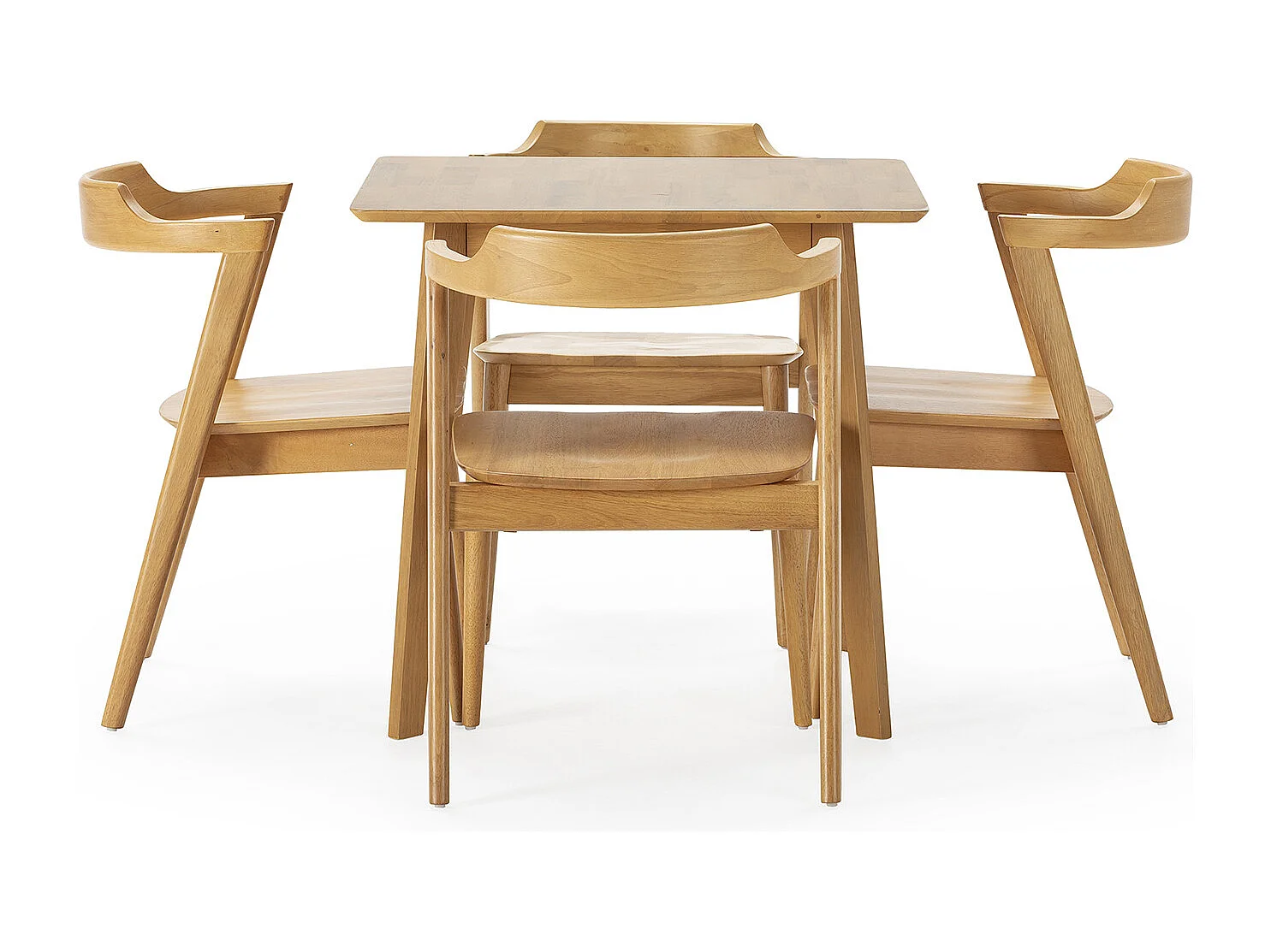 Ensemble table 80x80 cm et 4 chaises de salle à manger Venus Chêne