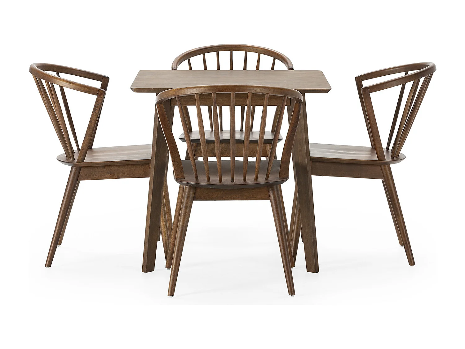 Ensemble table 80x80 cm et 4 chaises de salle à manger Mura Noyer